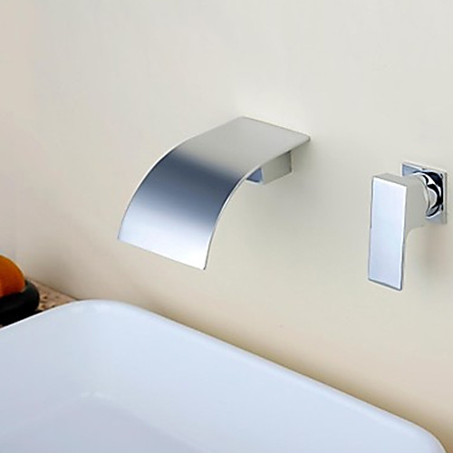

Ванная раковина кран - Водопад Хром На стену Одной ручкой Два отверстияBath Taps