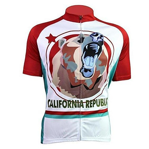 

21Grams Муж. С короткими рукавами Велокофты Красный / Белый Калифорния Флаги Велоспорт Верхняя часть Устойчивость к УФ Дышащий Влагоотводящие Виды спорта Терилен Горные велосипеды Шоссейные велосипеды