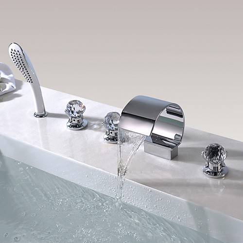

Смеситель для ванны - Современный Хром Разбросанная Медный клапан Bath Shower Mixer Taps