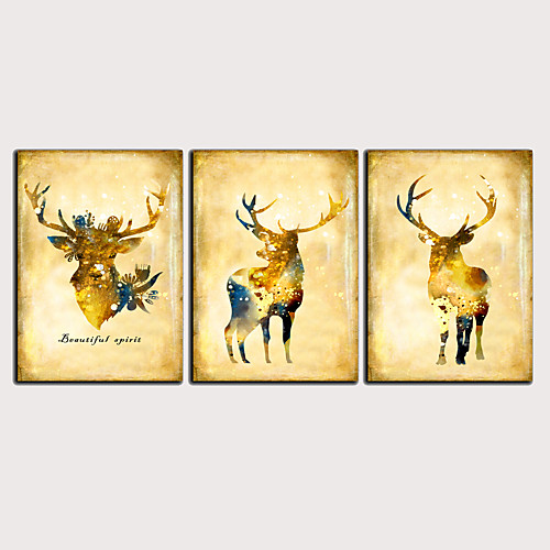 

Print Rolled Canvas Prints - Abstract Animals Classic Modern Three Panels Art Prints