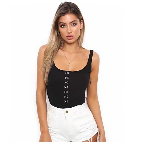 

Жен. Bodysuit Классический Однотонный Белый US0
