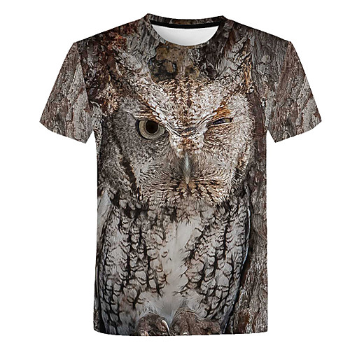 

Men's Daily Street Basic Plus Size T-shirt - 3D / Animal Print Round Neck Light gray / Short Sleeve