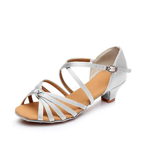 

Девочки Сатин Обувь для латины На каблуках Толстая каблук Персонализируемая Коричневый / Красный / Синий