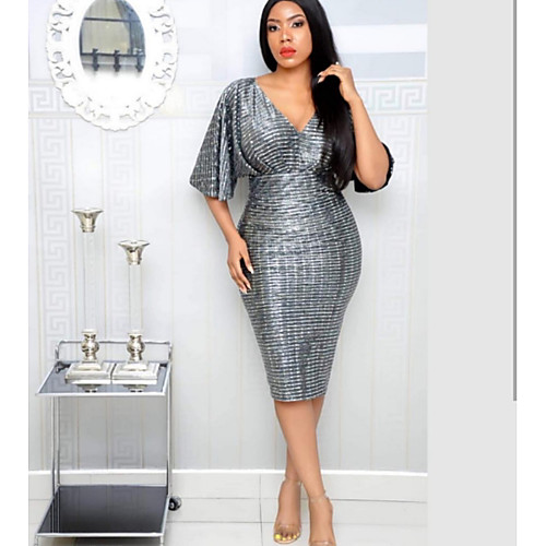 

Women's Bodycon Dress - Solid Colored Gray M L XL
