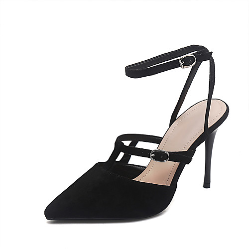 

Жен. Сандалии Туфли на шпильках На шпильке Заостренный носок Пряжки Резина / Полиуретан Милая / Минимализм Весна лето Черный / Винный