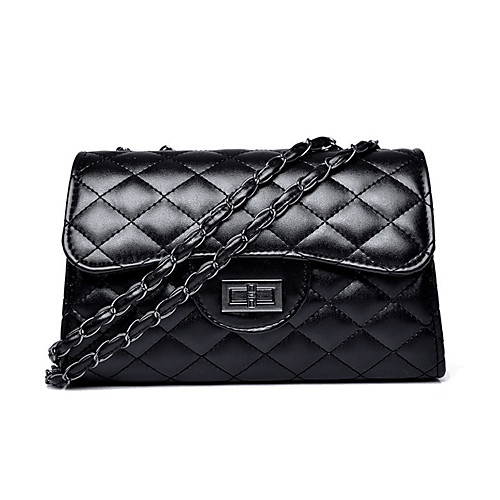 

Women's Chain Polyester / PU Crossbody Bag Solid Color Black