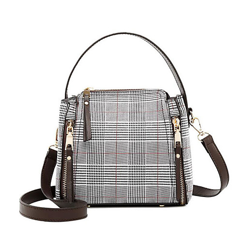 

Women's Polyester / PU Top Handle Bag Lattice Black / Red