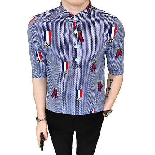 

Муж. С принтом Рубашка Уличный стиль / Элегантный стиль Геометрический принт / Графика Синий US36