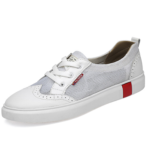 

Муж. Кожаные ботинки Наппа Leather / Сетка Лето Спортивные / На каждый день Кеды Для прогулок Дышащий Белый / Черный