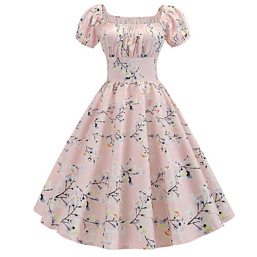 

Жен. Уличный стиль Элегантный стиль С летящей юбкой Платье - Цветочный принт, С принтом Выше колена