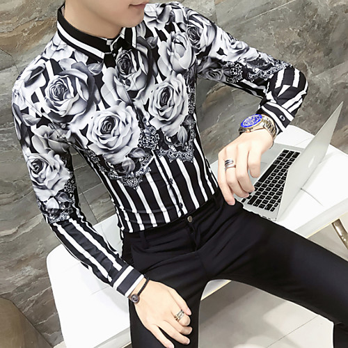 

Men's Daily Basic EU / US Size Slim Shirt - Floral White / Long Sleeve