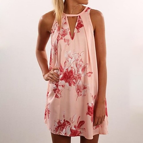 

Жен. Уличный стиль Элегантный стиль А-силуэт Платье - Цветочный принт, С принтом Выше колена