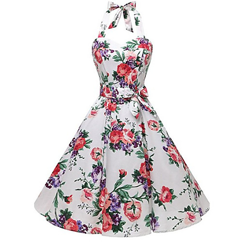 

Жен. Классический Богемный А-силуэт С летящей юбкой Платье - Однотонный, С принтом До колена