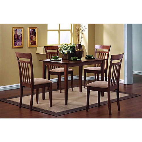 

классический обеденный набор из 5 предметов с прямоугольным столом и 4 стульями с отделкой из каштана