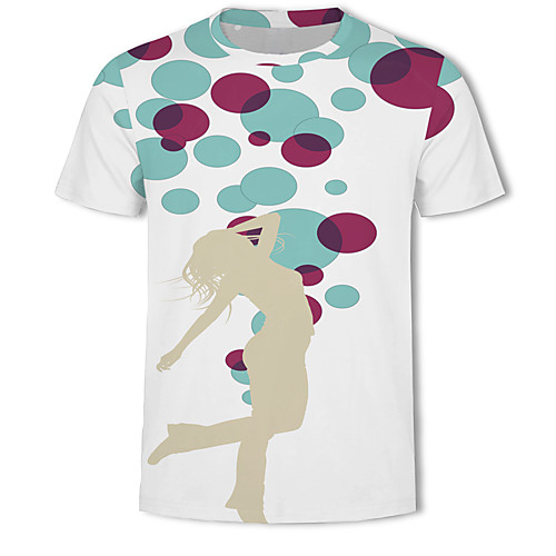 

Муж. С принтом Футболка Классический / Уличный стиль Контрастных цветов / 3D / Портрет Белый XXXXL