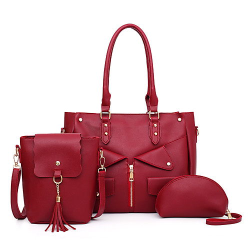 

Жен. Молнии Сумка Наборы PU Сплошной цвет Комплект поставки 3 шт. Розовый / Светло-серый / Коричневый