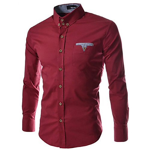 

Муж. Рубашка Классический Однотонный Темно синий L