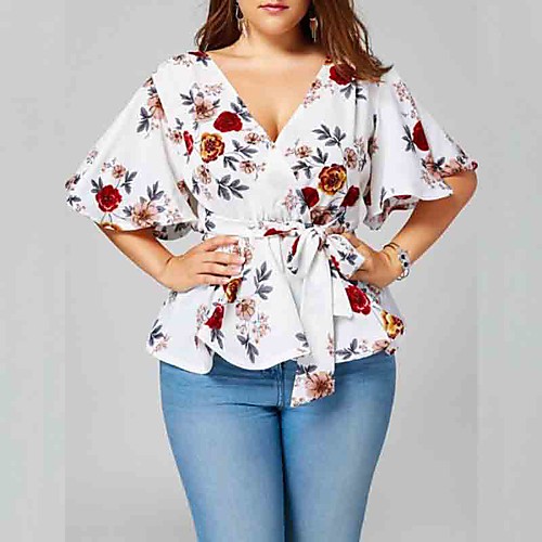 

Жен. Рубашка Цветочный принт Белый US14