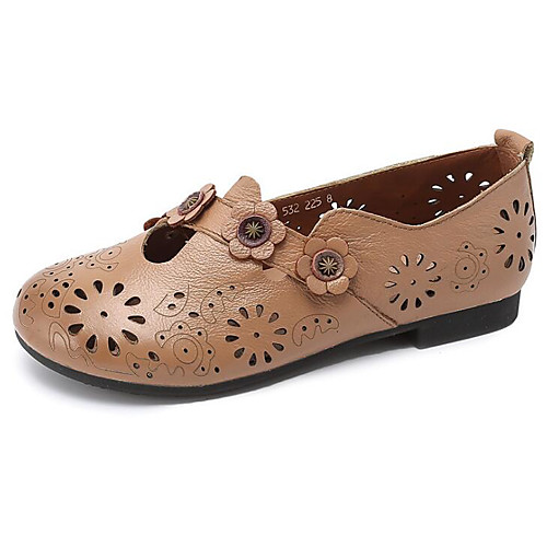 

Жен. Кожа Лето Мокасины и Свитер На плоской подошве Синий / Миндальный