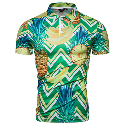 

Men's Graphic Fruit Print Polo Basic Elegant Daily Going out Blue / Green