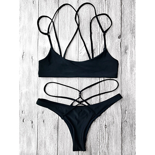 

Жен. Черный Бикини Купальники - Однотонный S M L Черный