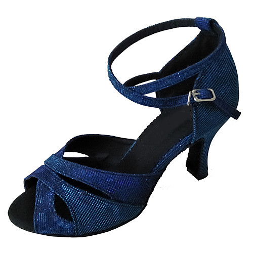 

Women's Dance Shoes Synthetics Latin Shoes Heel Flared Heel Customizable Navy
