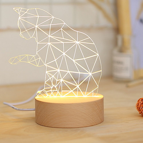 

1шт 3D ночной свет Тёплый белый USB Творчество <=36 V