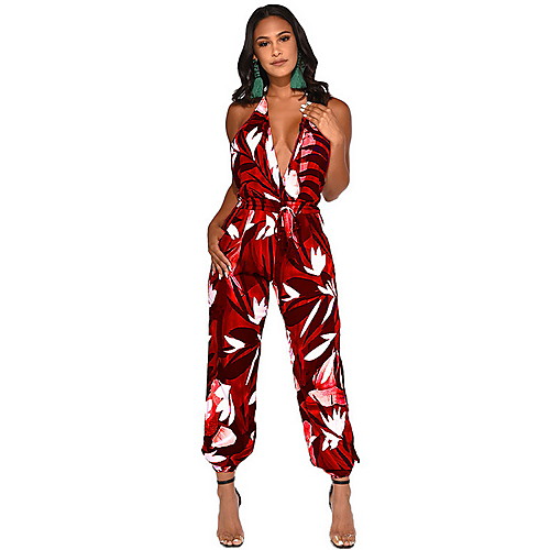 

Жен. Зеленый Красный Комбинезоны, Однотонный / Горошек L XL XXL