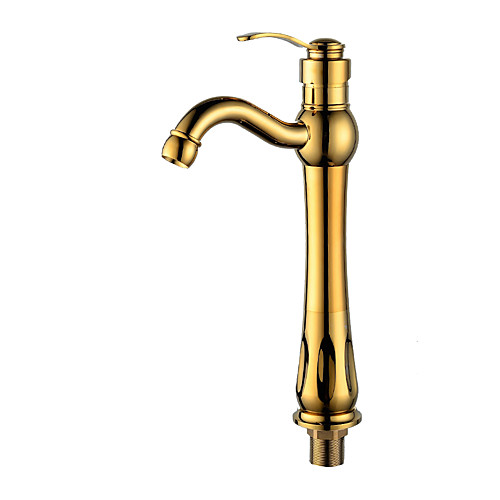 

Ванная раковина кран - Водопад Золотой По центру Одной ручкой одно отверстиеBath Taps