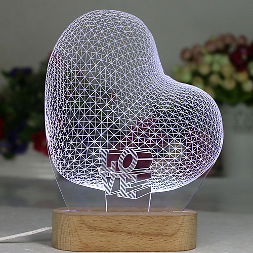 

1шт 3D ночной свет Белый USB Творчество <=36 V