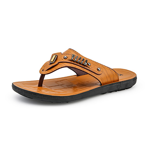 

Муж. Комфортная обувь Полиуретан Лето На каждый день Тапочки и Шлепанцы Для прогулок Дышащий Желтый / Коричневый