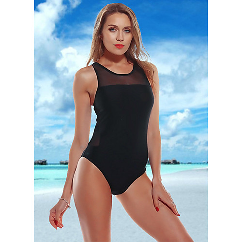 

Жен. Классический Черный Треугольник Смелые Закрытый купальник Купальники - Однотонный Шнуровка M L XL Черный