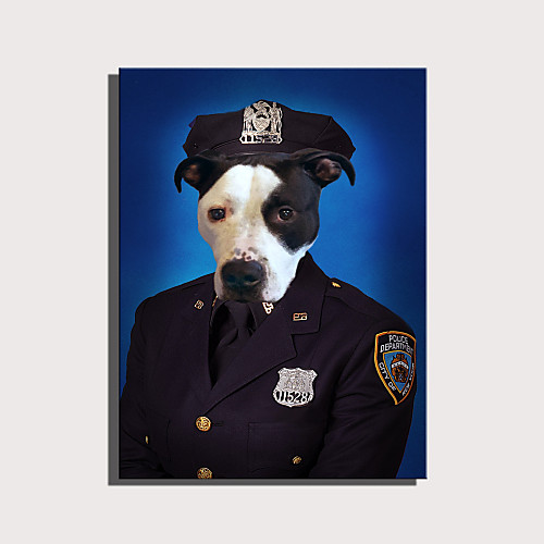 

e-home натянутый холст арт милая серия животных - полицейская собака украшения картина один шт