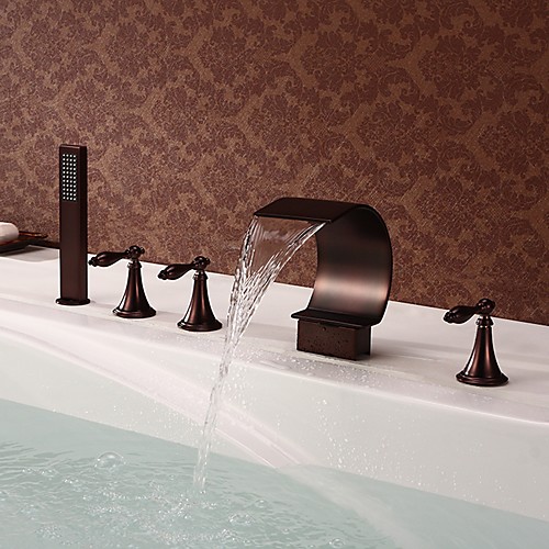 

Смеситель для душа / Смеситель для ванны - Античный Начищенная бронза Разбросанная Медный клапан Bath Shower Mixer Taps