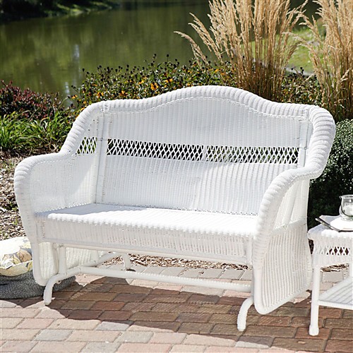 

белая смола плетеная на открытом воздухе 2-местное кресло-сиденье планера-сиденья