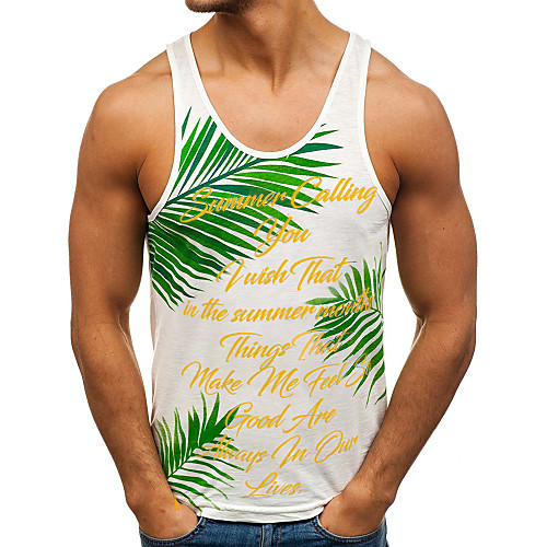 

Men's Daily Sports Basic / Elegant Tank Top - Geometric / Solid Colored White