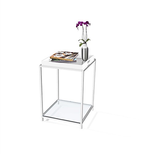 

современный классический металлический столик с белым съемным подносом