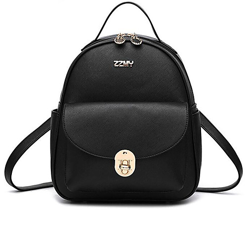 

Универсальные Молнии рюкзак Большая вместимость PU Сплошной цвет Черный / Молочно-белый / Черно-белый / Наступила зима