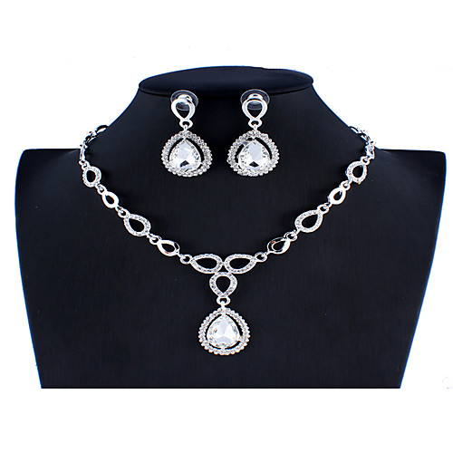 

Жен. Белый Свадебные комплекты ювелирных изделий Ссылка / цепочка Свисающие Классический Мода Стразы Серьги Бижутерия Серебряный Назначение Свадьба Для вечеринок Обручение Праздники фестиваль 1