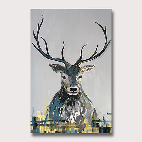

Oil Painting Hand Painted - Abstract Animals Modern Rolled Canvas