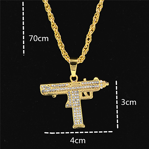 

Men's Women's Gold Crystal Pendant Necklace Statement Necklace Chains Cuban Link Letter Statement Punk Trendy Rock Zircon Chrome 24K Gold Plated Gold 70 cm Necklace Jewelry 1pc For Carnival Street