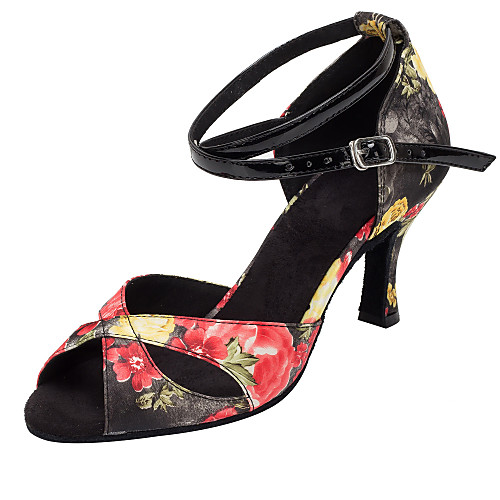 

Жен. Сатин Обувь для латины Цветы На каблуках Каблук ""Клеш"" Персонализируемая Черный