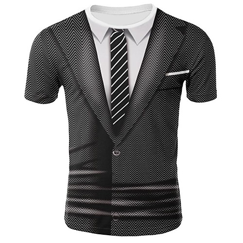 

Men's Casual / Daily T-shirt - 3D Print Round Neck Black / Short Sleeve