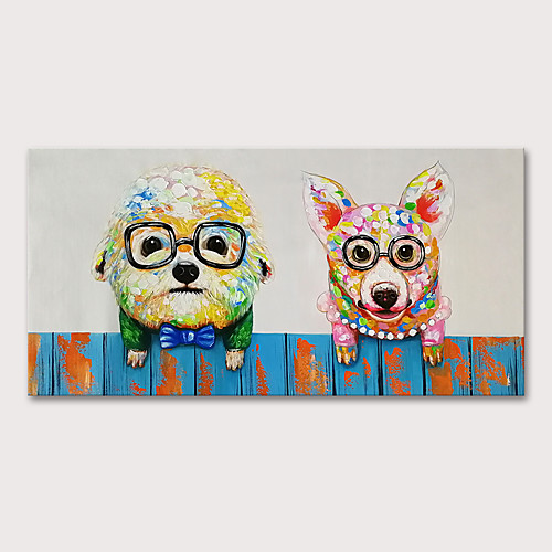 

Oil Painting Hand Painted - Animals Pop Art Modern Stretched Canvas