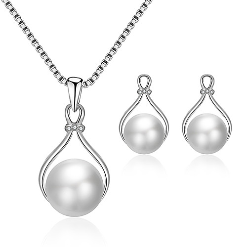 

Жен. Белый Жемчуг Серьги-кольца Кулоны Цепочка Классический европейский Серьги Бижутерия Серебряный Назначение Свадьба Для вечеринок Подарок Повседневные фестиваль 1 комплект