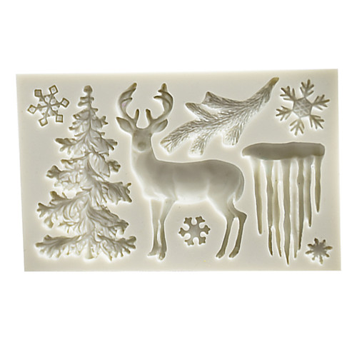 

Christmas Elk Christmas Tree Snowflake Icicle Silicone Mold Fondant Cake Decoration Mould