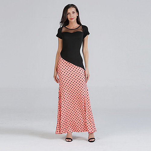 

Жен. Классический Богемный Облегающий силуэт Оболочка Платье - Горошек Контрастных цветов, Сетка Макси