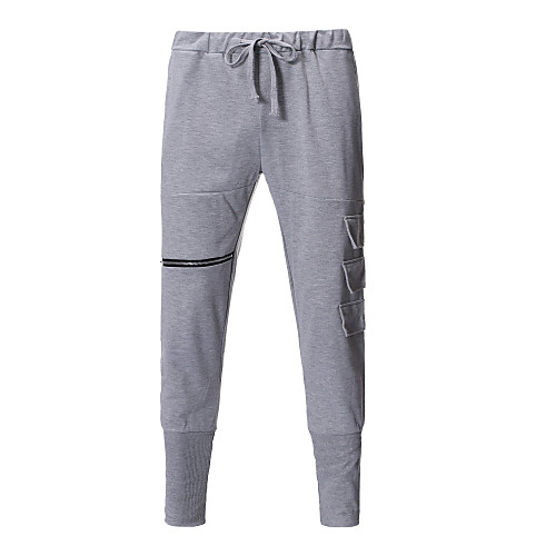 

Муж. Классический Чино / Штаны Брюки - Однотонный Серый L XL XXL