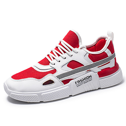 

Муж. Легкие подошвы Эластичная ткань Весна лето Спортивные Спортивная обувь Дышащий Бежевый / Черно-белый / Красный