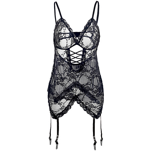 

Women's Lace / Backless / Cut Out Suits Nightwear Solid Colored Red Black S M L